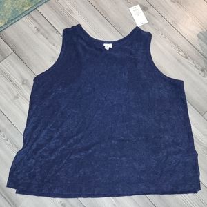 A New Day Womens Terry Cloth Navy Blue Tank